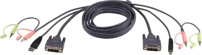 Produktbild von ATEN USB-DVI-I-Single-Link-KVM-Kabel, 1,8 m, 1,8 m, DVI-I, Schwarz, DVI-I/USB A/2 x 3.5mm, DVI-I/USB B/2 x 3.5mm, Männlich