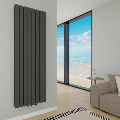 Produktbild von Design Heizkörper Flach 1800 x 602 mm Anthrazit Doppellagig Vertikal Paneelheizkörper Mittelanschluss Radiator Heizung für Wohnzimmer 2305W