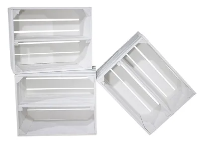 Produktbild von 4x WEIßE HOLZKISTEN mit Regalbrett / NEU / 50x40x30 cm / Obstkiste für Deko, Schuhe usw
