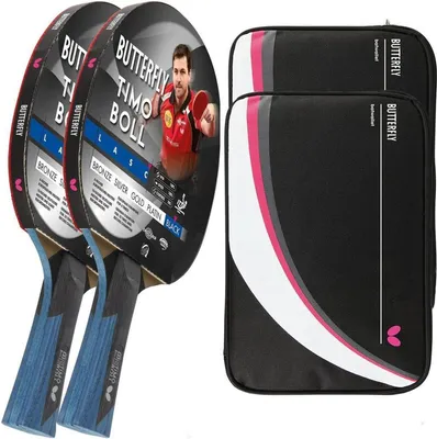 Produktbild von Butterfly 2x Timo Boll Black 85031 Tischtennisschläger + 2x Tischtennishülle Drive Case II
