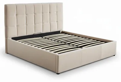 Image de MENZZO Lit double Luftani avec sommier relevable 160x200cm Velours Beige
