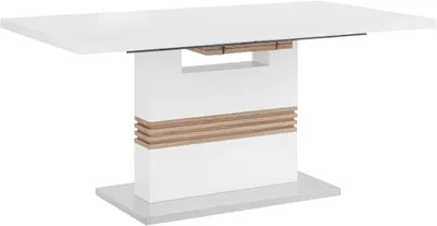 Produktbild von Kulissen-Esstisch >Parma< ausziehbar bis 200cm, Weiß MDF, Eiche Nachbildung - 160x76x90cm (BxHxT)