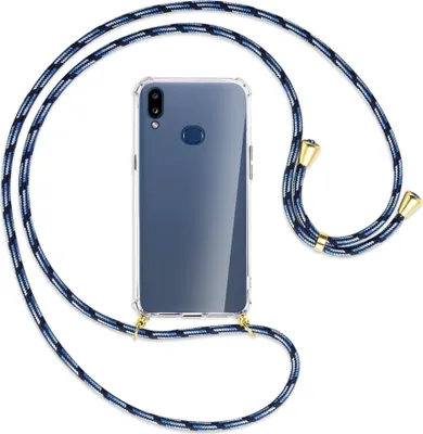 Produktbild von Handykette Backcover-Schutzhülle mit Band (Metall goldfarben) für Samsung Galaxy A10s - Blautöne