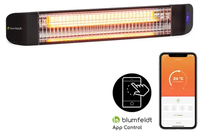 Produktbild von Klarstein Heizstrahler, Elektrische Heizung Terrasse & Garten, Infrarotstrahler mit WiFi App-Steuerung, Timer, LED-Anzeige, IP65 Infrarot Heizstrahler, CO2-Freie, Energieeffiziente Heizung, 2400W