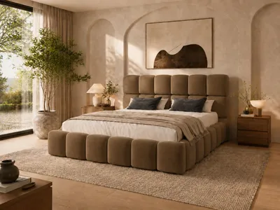 Produktbild von Emlar Polsterbett Tessa 180x200 cm - Bubble Bett mit Bettkasten & Metalllattenrost - Velvet-Stoff - Doppelbett mit Stauraum Braun (Magic Velvet 2206)