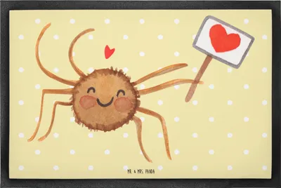 Produktbild von Mr. & Mrs. Panda teppichmatte Spinne Agathe Motivation 40 x 60 cm - Gelb Pastell - Geschenk, Vertrauen, Schuhabstreifer, Glück, Liebe, Gummimatte, fußmatte, Dankeschön