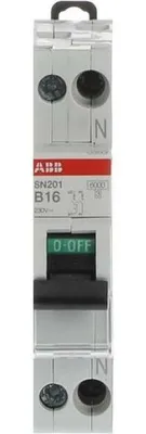 Zdjęcie produktu dla SN201-B16 Wyłącznik nadprądowy B, 6 kA, 16 A, 1P+N 2CSS255101R0165