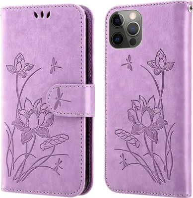 Produktbild von König Design Hülle kompatibel mit Apple iPhone 12 Pro Max Kunstleder Handyhülle - Handy Case Lila