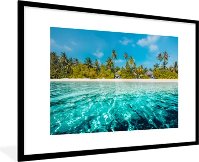 Produktbild von MuchoWow® Gerahmtes Poster Strand - Palmen - Meer 90x60 cm - Poster mit Schwarzem Bilderrahmen Wandposter Rahmen Foto Bilder - Wanddekoration - Fotos