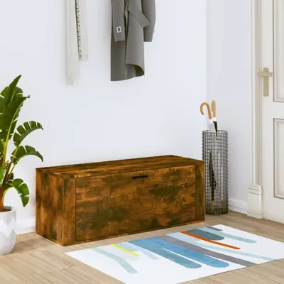Produktbild von "2026 Promotion" Schuhregal, moderner Wand-Schuhschrank, Räuchereiche 100x35x38 cm Holzwerkstoff - Schuhständer CC28715
