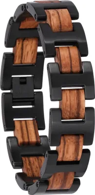Holzkern Herrenarmband Edelstahl mit Holz Acoustic Zebrano/Schwarz 1