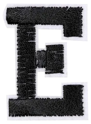 Produktbild von 1 Buchstaben Aufbügler, 15-43x45mm, Applikation, Aufnäher, schwarz, Buchstaben & Zeichen:E