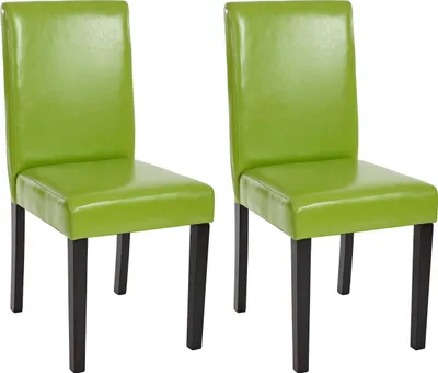 Produktbild von 2er-Set Esszimmerstuhl Stuhl Küchenstuhl Littau Kunstleder, grün, dunkle Beine