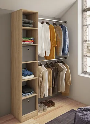 Produktbild von VCM Holz Kleiderschrank | offener Schrank | begehbarer Kleiderregal | Raumwunder mit 2 Kleiderstangen | Maße ca. B. 38 x H. 194 x T. 40 cm- Dacho lll