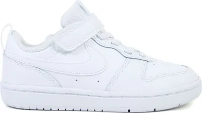 A white Nike Court Borough Low 2 (PSV) sneaker is shown from the side against a white background.