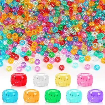 Productafbeelding van Ponykralen - Glitter - Plastic - 1200 stuks - 9 kleuren