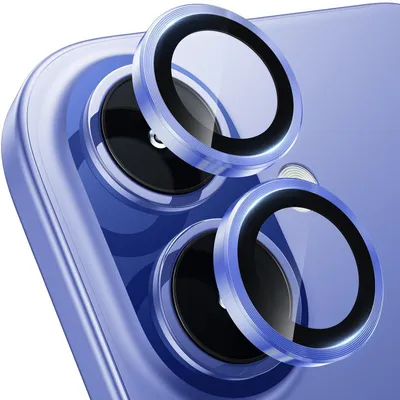 Produktbild von Für Apple iPhone 16 / 16 Plus Aluminium Ring Kamera + H9 Tempered Hart Glas Dunkelblau
