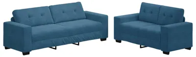 Image de Canapé 2 places vidaXL, bleu, 221 x 80 x 80 cm, tissu