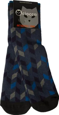 Image de Une paire de chaussettes courtes pour homme CIOCCA, dotées de renforts antidérapants en coton, référence TU47, pointures 40 à 45, 90 % coton, 9 % polyamide, 1 % Élasthanne