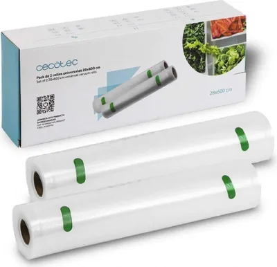 Zdjęcie produktu dla Cecotec 04072, Próżniowa maszyna uszczelniająca, Przezroczysty, Wytłoczony, 2 szt., 6 m, 28 cm