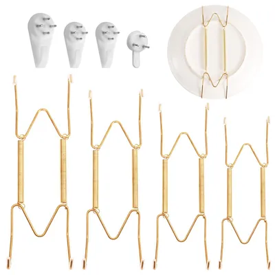 4 Plattenhänger aus Edelstahl, W-förmig, 15,24–30,48 cm, gold