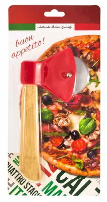 Produktbild von Pizzaschneider - Edelstahlklinge - Bambusgriff - L 22 cm - in Axtform