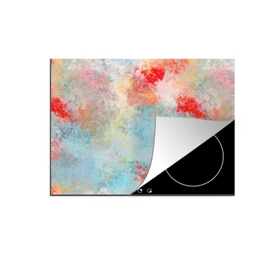 Produktbild von KitchenYeah© Herdabdeckplatte Blau - Rot - Farbe - Muster , 75x52cm, Küche Deko, Glaskeramikkochfeld Herdabdeckung, Abdeckplatte fùr Kochfeld