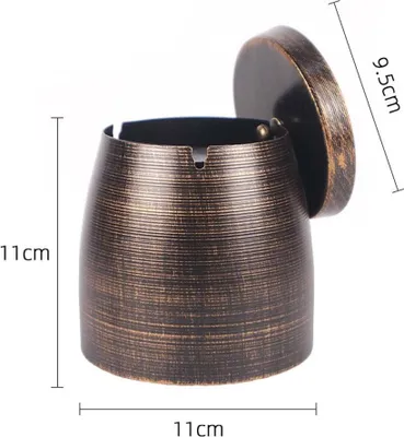 Produktbild von INF Metall Aschenbecher mit Deckel - Konischer Aschenbecher für Bar und Zuhause M