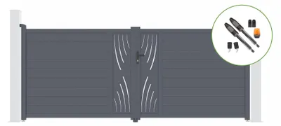 Produktbild von Flügeltor elektrisch 4m VELETA H.160cm + Drehtorantrieb TANKER B700