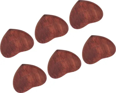 Image de 6PCS Aiguille de guitare en bois en forme de coeur Surface lisse sans bavure Accessoires de guitare pour guitariste