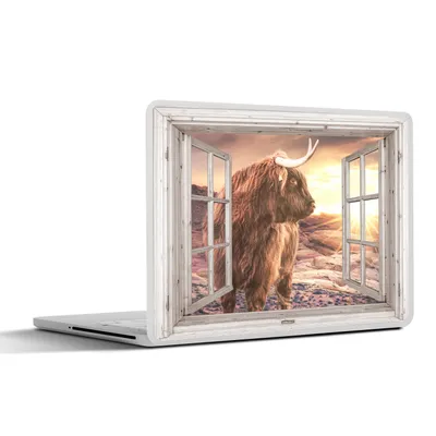 Produktbild von MuchoWow® Laptop Aufkleber Sticker Cover Schottische Highlander - Landschaft - Ansicht 32.5x23.5 cm - Sticker für Laptop - Selbstklebend
