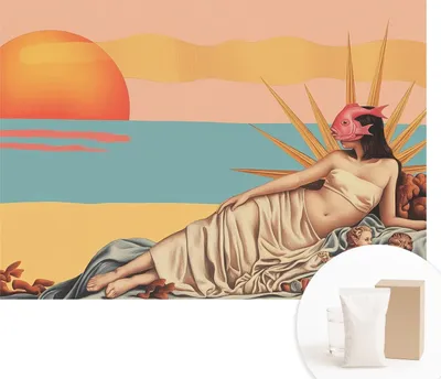 Obrázek produktu pro Samolepicí fototapeta – nástěnné obrazy do obývacího pokoje – 208 x 146 cm – dekorativní fólie na stěny – moderní design pro výzdobu stěn – tapety do interiérů – Západ surrealismu