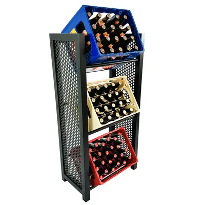 Obrázok produktu pre MetaloPro® Kovový regál na prepravky | Regál na bedničky | Stojan na prepravky | Kovový organizér (pre 3 prepravky, 112 x 32 x 54 cm)