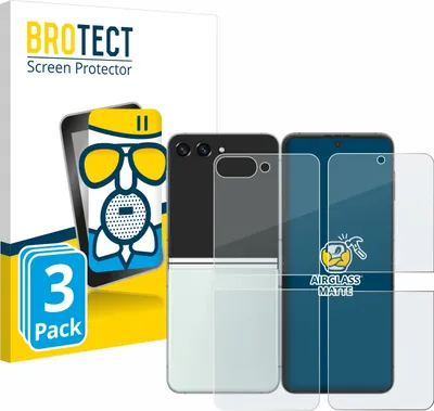 Produktbild von 3x BROTECT Entspiegelungs Schutzglas für Samsung Galaxy Z Flip 5 (Display+Rückseite) Schutzfolie Panzer Folie Glas Display Schutz matt