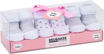 Produktbild von BRUBAKER 3 Paar Babysocken 0-12 Monate - in Geschenkverpackung