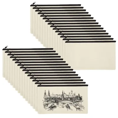 Produktbild von 30 leere Stoffbeutel für Malutensilien, 12 × 21 cm großer Beutel mit Reißverschluss, Kosmetiktasche für Malutensilien