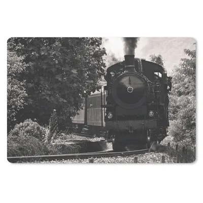 Produktbild von MuchoWow® Schreibtischunterlage Schwarz-Weiß-Foto eines Dampfzuges in Italien 60x40 cm - XXL Mauspad - Großes Mauspad
