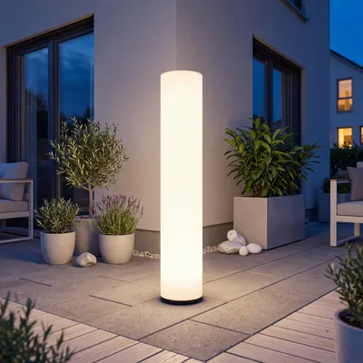 Obrázek produktu pro LED světelný sloup venkovní bílý 160 cm IP65 6500 K 2200 lm se zástrčkou kabel venkovní lampa zahradní stojací lampa terasa
