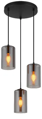 Produktbild von LED Hängeleuchte, Glas rauch, schwarz, D 37 cm