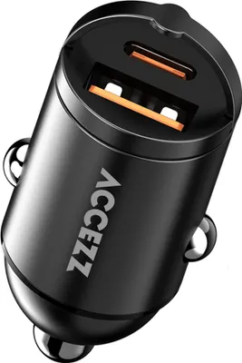 Image de Accezz Chargeur de voiture | Chargeur rapide avec 2 ports - USB-A 30 watts + USB-C 65 watts - Noir