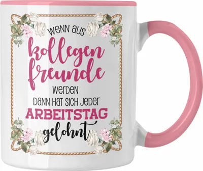 Produktbild von Trendation - Wenn Aus Kollegen Freunde Werden Tasse Geschenk Jobwechsel Neuer Job Abschied Kollegen Kollegin (Rosa)