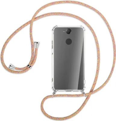 Produktbild von Handykette Backcover-Schutzhülle mit Band (Metall silberfarben) für Sony Xperia XA2 - Rainbow
