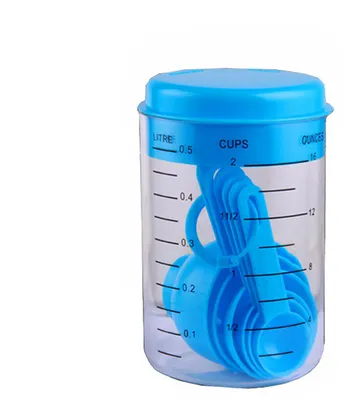 Produktbild von 7-teiliges Set Messbecher, Löffel, Mehl- und Milchmessbecher aus Kunststoff, Backutensilien, Küchenzubehör