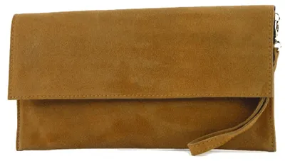 Productafbeelding van modamoda T151 dames clutch van wildleder met ruw leer, geschikt als handtas, schoudertas of avondtas