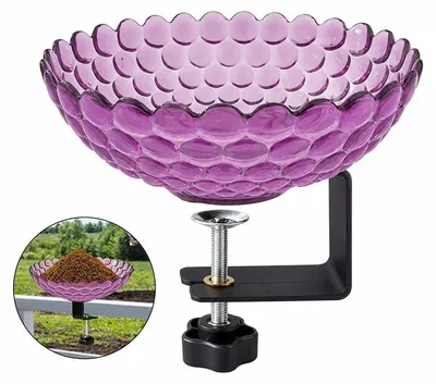 Produktbild von Vogeltränke Garten 2-in-1 mit Klemmhalterung, Vogelbad Balkon wetterfest, Futterstelle für Gartenvögel Outdoor