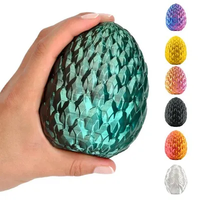 Image de Œuf Décoratif 3D 12 cm – pièce fantasy de collection et déco | œuf de dragon – Noir-vert