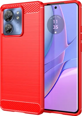 Produktbild von Hülle für Motorola Edge 40 Carbon-Faser Weich TPU Silikon Stoßfest Handyhülle Rot