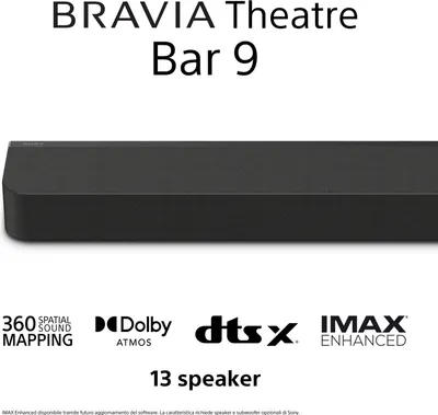 Obrázek produktu pro Sony HT-A9000, 13.0 kanály/kanálů, 585 W, DTS, DTS 96/24, DTS-ES, DTS-HD HR, DTS-HD Master Audio, DTS:X, Dolby Atmos, Dolby Digital, Dolby..., 585 W, 1 cm, Černá