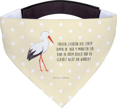 Produktbild von Mr. & Mrs. Panda Bandana Storch - Gelb Pastell - Geschenk, Lustige Sprüche, Halstuch für Hund, Hunde, Schwangerschaft, Störche, Mütter, Dreieckstuch, Baby, Hals Tuch