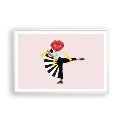 Produktbild von Gerahmtes Poster - Weißer Rahmen - Grafik Mund Mann - 91,5x61 cm - Wand Bild - Wanddeko - Wandbilder - Kunstposter - Wandposter - Bilderrahmen - Bilder - Kunstdruck - Wanddekoration - P2WAA91x61-4559